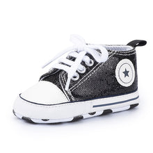 Load image into Gallery viewer, Baby Shoes Boy Girl Star Solid Sneaker Cotton Soft Anti-Slip Sole Newborn Infant First Walkers Toddler Casual Canvas Crib Shoes