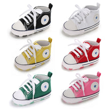 Load image into Gallery viewer, Baby Shoes Boy Girl Star Solid Sneaker Cotton Soft Anti-Slip Sole Newborn Infant First Walkers Toddler Casual Canvas Crib Shoes