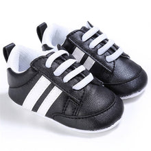 Load image into Gallery viewer, Baby Shoes Boy Girl Solid PU Striped Sneaker Comfort White Shoes New Style Newborn Infant First Walkers Casual Crib Moccasins