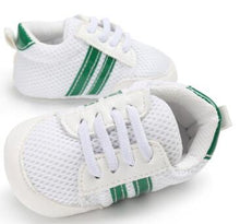 Load image into Gallery viewer, Baby Shoes Boy Girl Solid PU Striped Sneaker Comfort White Shoes New Style Newborn Infant First Walkers Casual Crib Moccasins